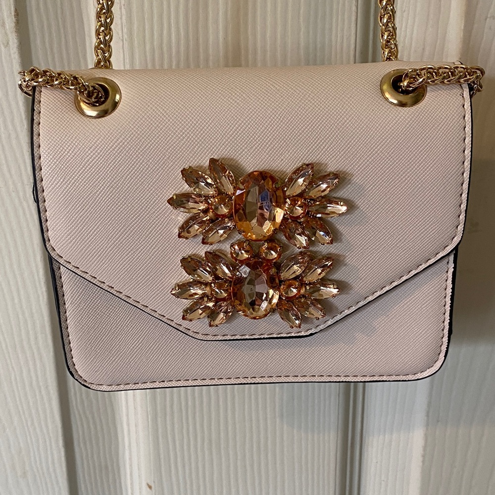 Elegant Cream Embellished Women's Bag
